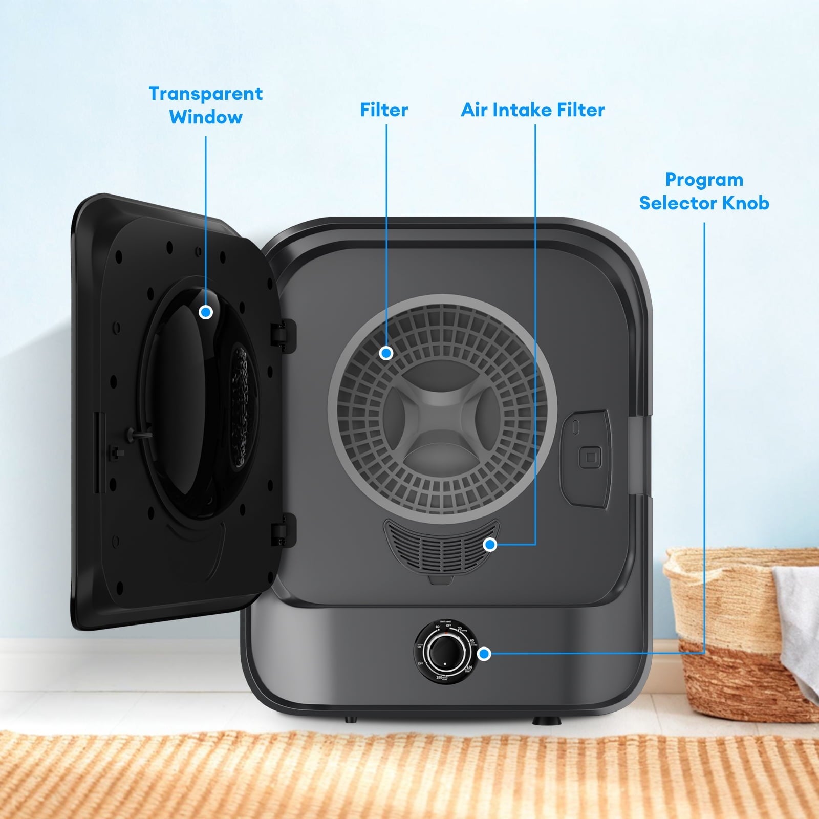 TABU Washer and Dryer Set, 19LBS Fully Automatic Washing Machine & 10LBS Clothes Dryer (White&White)